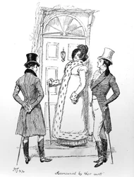 Accompanied by their aunt, illustration from Pride and Prejudice by Jane Austen, edition published in 1894